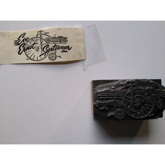 Eve Ernst Sportswear High-Wheel Bicycle Printers Block Stamp Atlantic City NJ - Picture 2 of 6